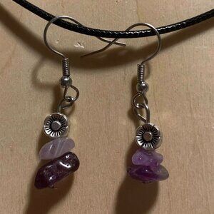Amethyst silver flower earrings